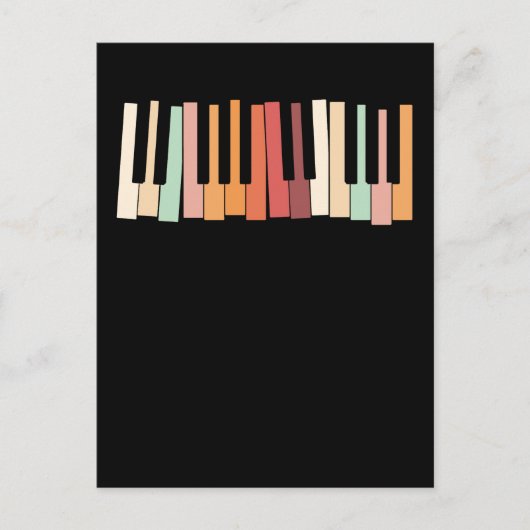 Farbenfrohe Klaviertasten Retro Pianist Postkarte (Vorderseite)