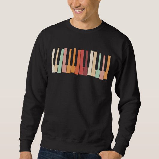 Farbenfrohe Klaviertasten Retro Pianist Sweatshirt (Vorderseite)
