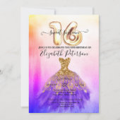 Farbenfrohe Kleidung Confetti Ombre Sweet 16 Einladung (Vorderseite)