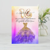 Farbenfrohe Kleidung Confetti Ombre Sweet 16 Einladung (Stehend Vorderseite)