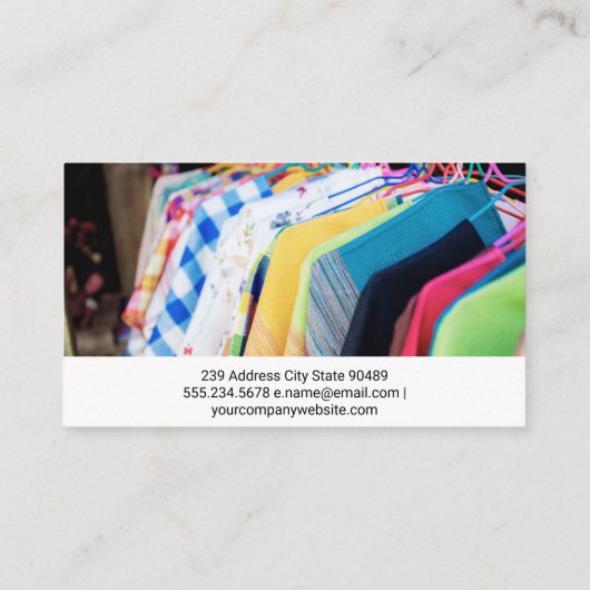 Farbenfrohe Kleidung | QR-Code Visitenkarte (Rückseite)