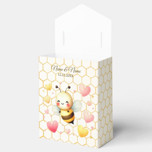 Farbenfrohe kleine Honey Bee Baby Dusche Niedlich Geschenkschachtel (Geöffnet)