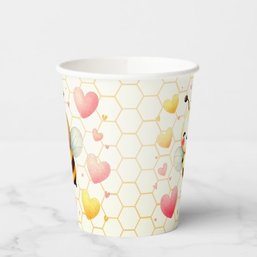 Farbenfrohe kleine Honey Bee Baby Dusche Niedlich Pappbecher (Links)