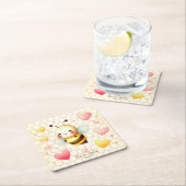 Farbenfrohe kleine Honey Bee Baby Dusche Niedlich Rechteckiger Pappuntersetzer (Vor Ort)