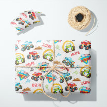 Farbenfrohe kleine Junge Monster Trucks Muster