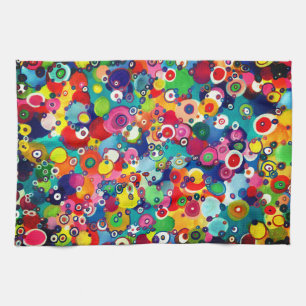 Farbenfrohe kleine Kreise Original Artwork Geschirrtuch