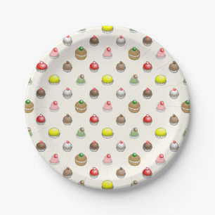 Farbenfrohe kleine Kuchen Pappteller