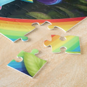 Farbenfrohe kleine Niedliche Elf-Girl mit Katze Puzzle (Seite)