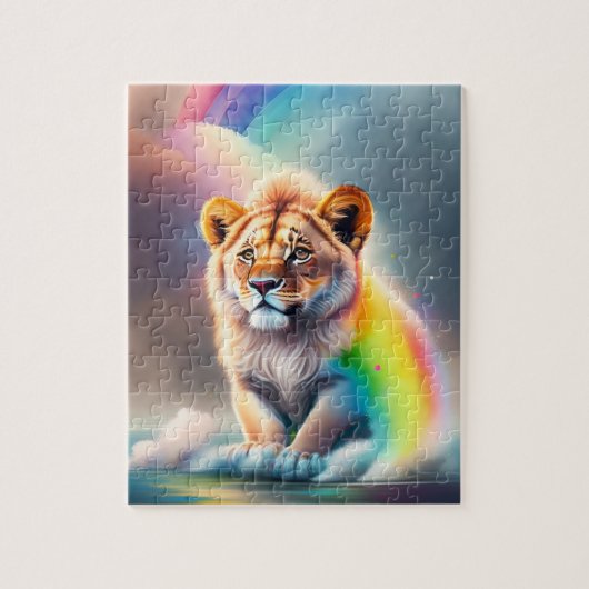 Farbenfrohe kleine Niedliche Löwe Puzzle (Vertikal)