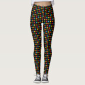 Farbenfrohe kleine Polka Dot Pattern auf schwarz Leggings (Vorderseite)