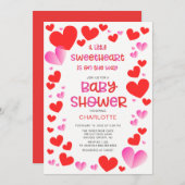 Farbenfrohe kleine Sweetheart Girls Babydusche Einladung (Vorne/Hinten)