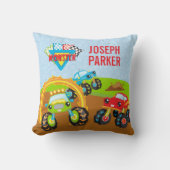 Farbenfrohe Kleinkinder-Monster-LKW mit Vorname Kissen (Vorderseite)