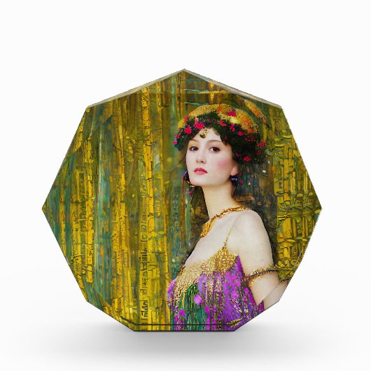 Farbenfrohe Klimt Style Collage Porträt der Frau Fotoblock (Vorderseite)