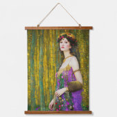 Farbenfrohe Klimt Style Collage Porträt einer Frau Wandteppich Mit Holzrahmen (Vorderseite)