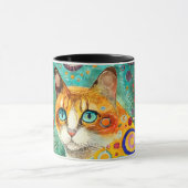 Farbenfrohe Klimt Style Ginger Cat Tasse (Zentrum)