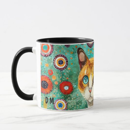 Farbenfrohe Klimt Style Ginger Cat Tasse (Links)