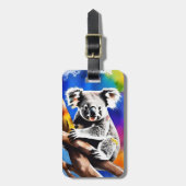 Farbenfrohe Koala Bear Watercolor Splash, Gepäckanhänger (Vorderseite vertikal)