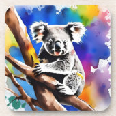 Farbenfrohe Koala Bear Watercolor Splash, Getränkeuntersetzer (Vorderseite)