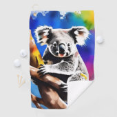 Farbenfrohe Koala Bear Watercolor Splash, Golfhandtuch (Insitu)