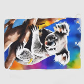 Farbenfrohe Koala Bear Watercolor Splash, Golfhandtuch (Horizontal)