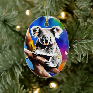 Farbenfrohe Koala Bear Watercolor Splash, Keramik Ornament