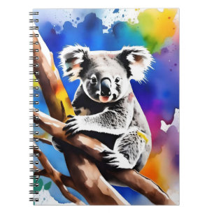 Farbenfrohe Koala Bear Watercolor Splash, Notizblock