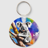 Farbenfrohe Koala Bear Watercolor Splash, Schlüsselanhänger (Rückseite)