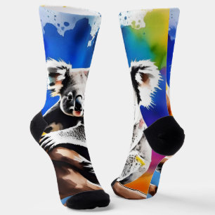 Farbenfrohe Koala Bear Watercolor Splash, Socken