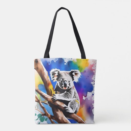 Farbenfrohe Koala Bear Watercolor Splash, Tasche (Rückseite)