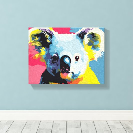 Farbenfrohe, koala gewickelte Leinwand Kunst (Insitu (Holzboden))