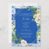 Farbenfrohe Kobalt-Mittelmeer-Hochzeit Einladung (Vorderseite)