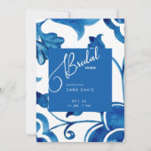 Farbenfrohe Kobalt Mittelmeer Tile Brautparty Einladung (Vorderseite)