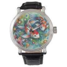 Farbenfrohe Koi Fisch Whimsisches Wasser Orange Aq