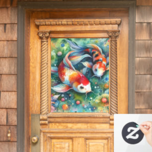 Farbenfrohe Koi Fisch Whimsisches Wasser Orange Aq Fensteraufkleber