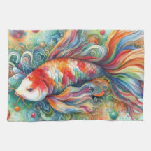 Farbenfrohe Koi Fisch Whimsisches Wasser Orange Aq