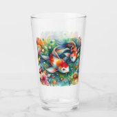 Farbenfrohe Koi Fisch Whimsisches Wasser Orange Aq Glas (Vorderseite)