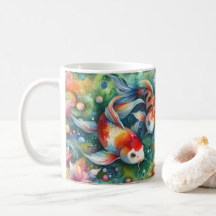 Farbenfrohe Koi Fisch Whimsisches Wasser Orange Aq Kaffeetasse