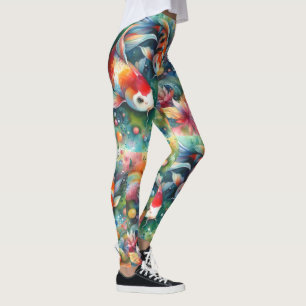 Farbenfrohe Koi Fisch Whimsisches Wasser Orange Aq Leggings