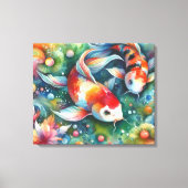 Farbenfrohe Koi Fisch Whimsisches Wasser Orange Aq Leinwanddruck (Vorderseite)