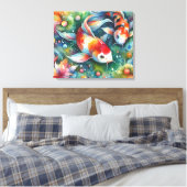 Farbenfrohe Koi Fisch Whimsisches Wasser Orange Aq Leinwanddruck (Insitu (Schlafzimmer))