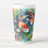 Farbenfrohe Koi Fisch Whimsisches Wasser Orange Aq Milchtasse (Vorderseite)