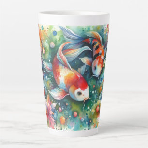 Farbenfrohe Koi Fisch Whimsisches Wasser Orange Aq Milchtasse