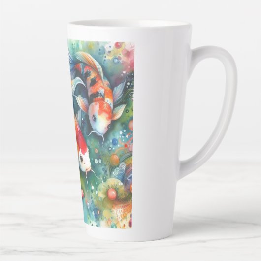 Farbenfrohe Koi Fisch Whimsisches Wasser Orange Aq Milchtasse (Rechts)
