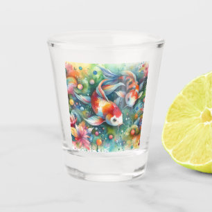 Farbenfrohe Koi Fisch Whimsisches Wasser Orange Aq Schnapsglas