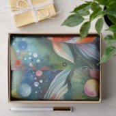 Farbenfrohe Koi Fish Aquarell Orange Decoute Seidenpapier (Geschenk)