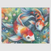 Farbenfrohe Koi Fish Aquarell Orange Decoute Seidenpapier (Vorderseite)