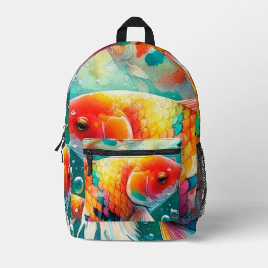 Farbenfrohe Koi Fish Rucksack (Vorderseite)