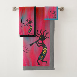 Farbenfrohe Kokopelli Badehandtuch Set