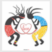 Farbenfrohe Kokopelli Figuren Liebe Herz Aufkleber (Blatt)
