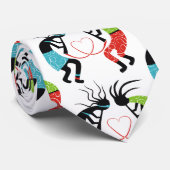 Farbenfrohe Kokopelli-Herzmuster Krawatte (Gerollt)